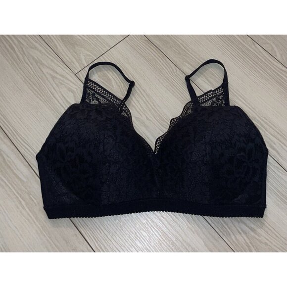 Knix Lace Deep V Bralette Bra Wire Free Womens XL XLarge Black - Picture 2 of 6
